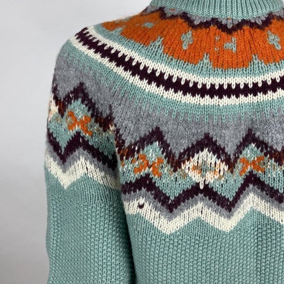 J Crew Zigzag Fair Isle Sweater Women S Alpaca Wool Crew neck‎ Pullover Au219 - Picture 6 of 10